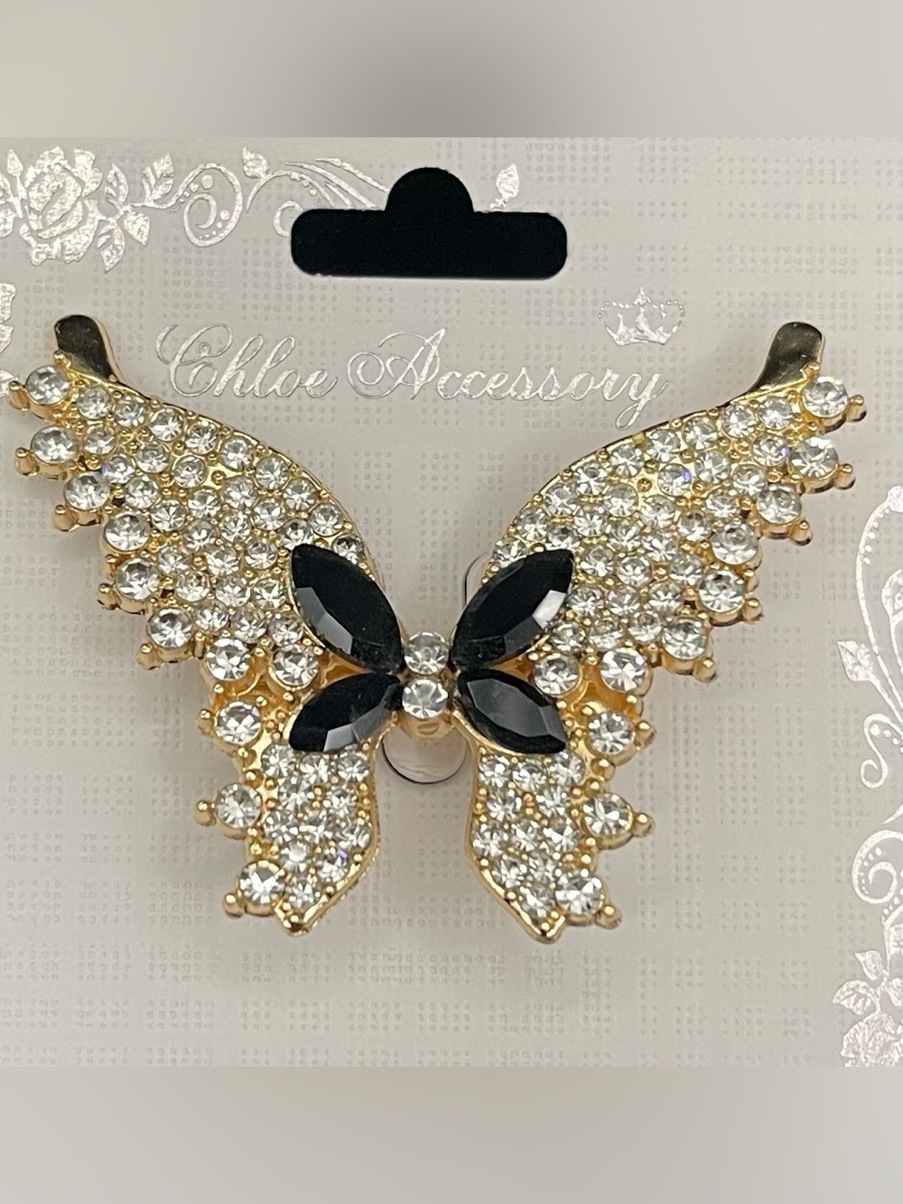 Chloe Accessories NWT Sparkling Rhinestone Butterfly Brooch Pin